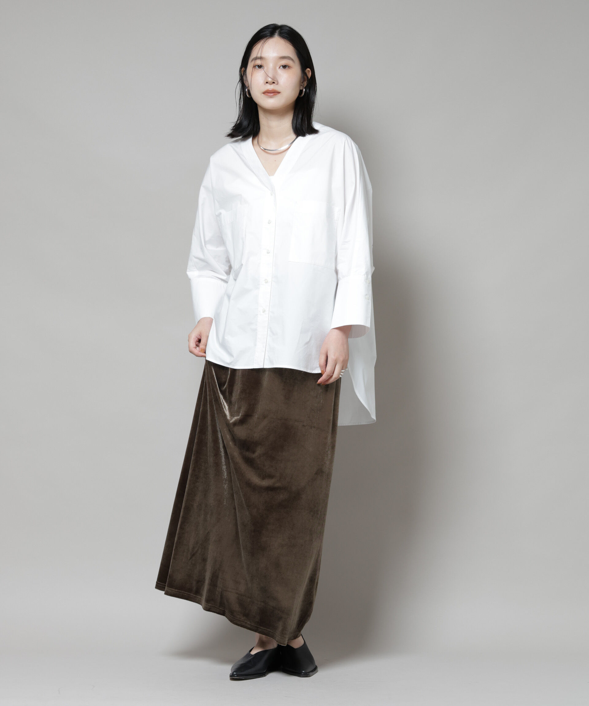 nano･universe「ベロアカットナロースカート(セットアップ可)」|スカート|