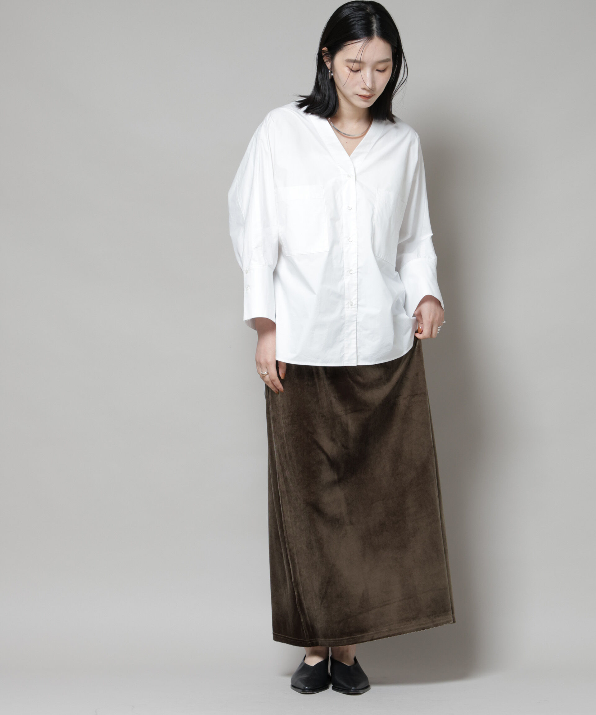 nano･universe「ベロアカットナロースカート(セットアップ可)」|スカート|