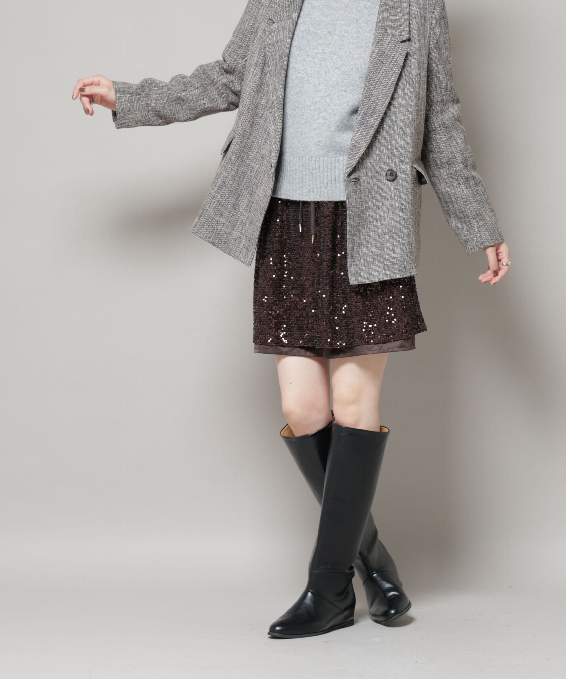 nano･universe「スパンコールミニスカート」|スカート|