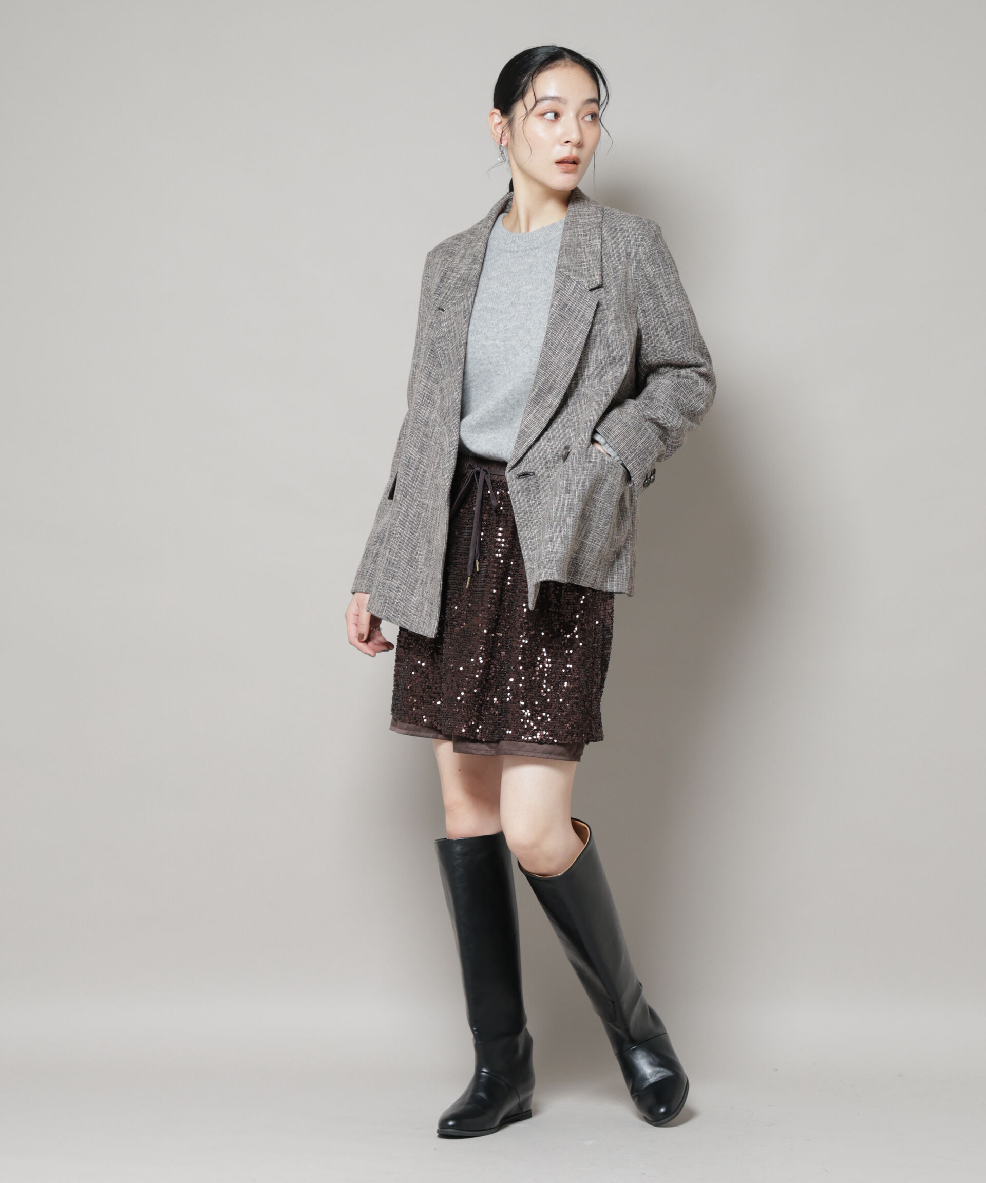 nano･universe「スパンコールミニスカート」|スカート|