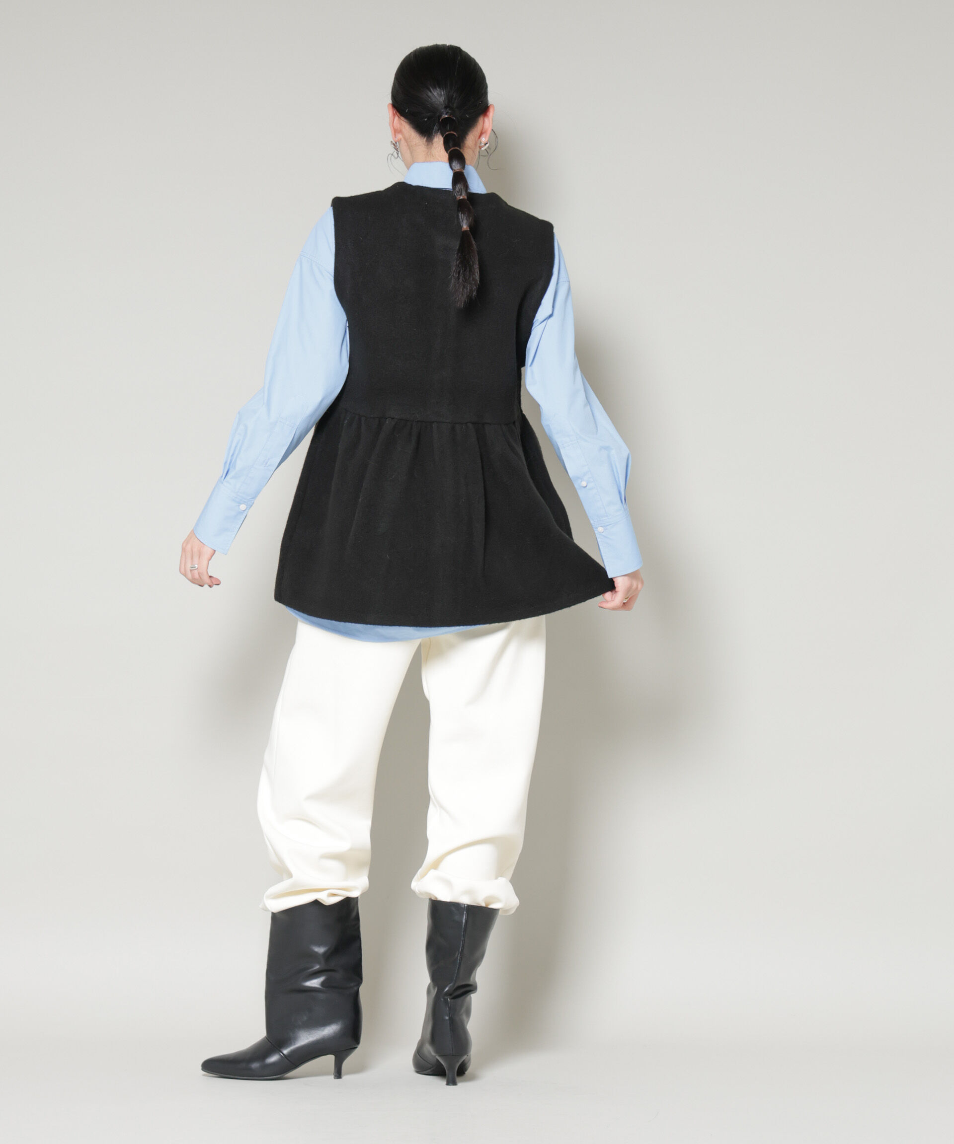 nano･universe「ダブルフェイスペプラムニットベスト」|ニット・セーター|