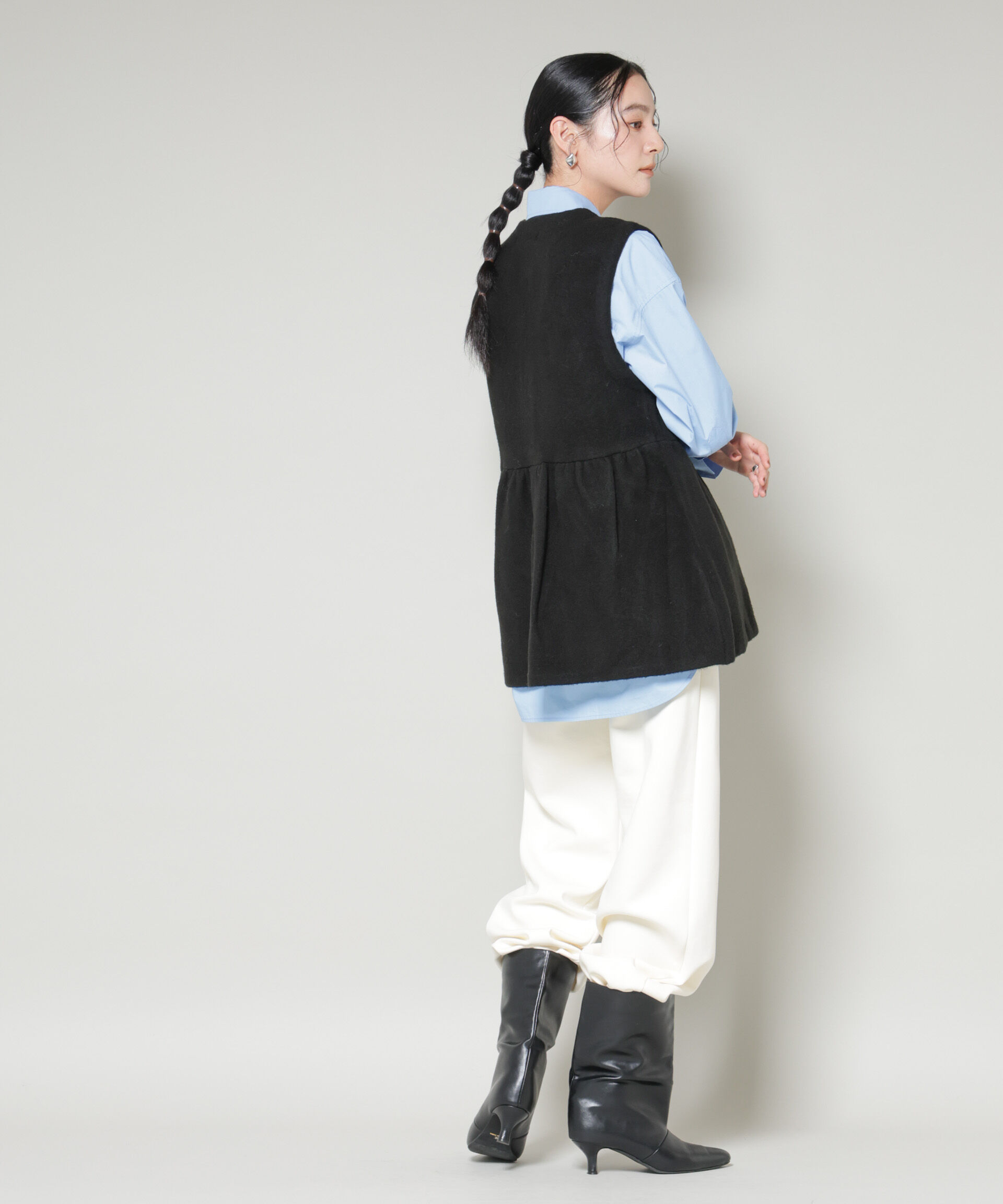 nano･universe「ダブルフェイスペプラムニットベスト」|ニット・セーター|