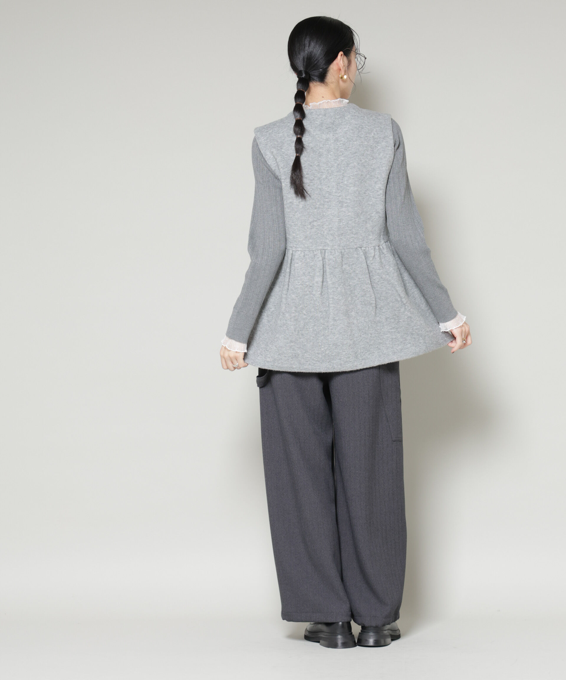 nano･universe「ダブルフェイスペプラムニットベスト」|ニット・セーター|