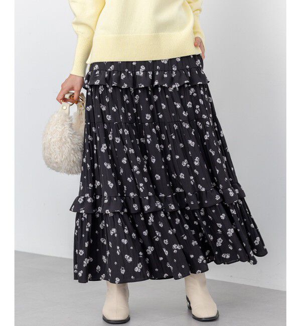 組曲「【加藤ローサさん着用 / レングス調整可能】ギャザーライトデシンティアード スカート」|スカート|