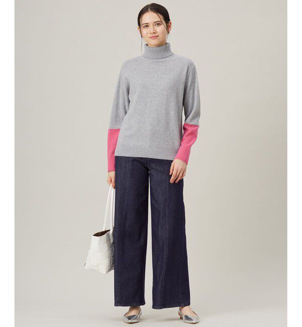 自由区「【洗える】セミウーステッドウールタートルネック ニット」|ニット・セーター|