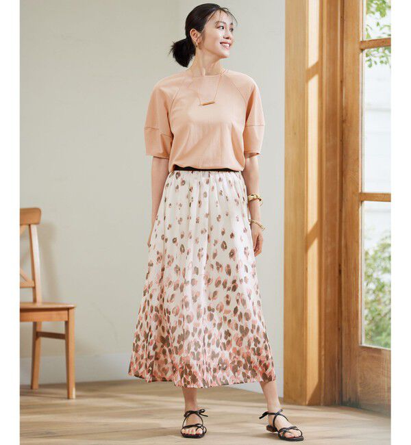 自由区「【洗える】グラデーションペタルプリント スカート」|スカート|