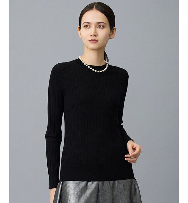 自由区「レーヨンストレッチリブインナー ニット」|ニット・セーター|ブラック