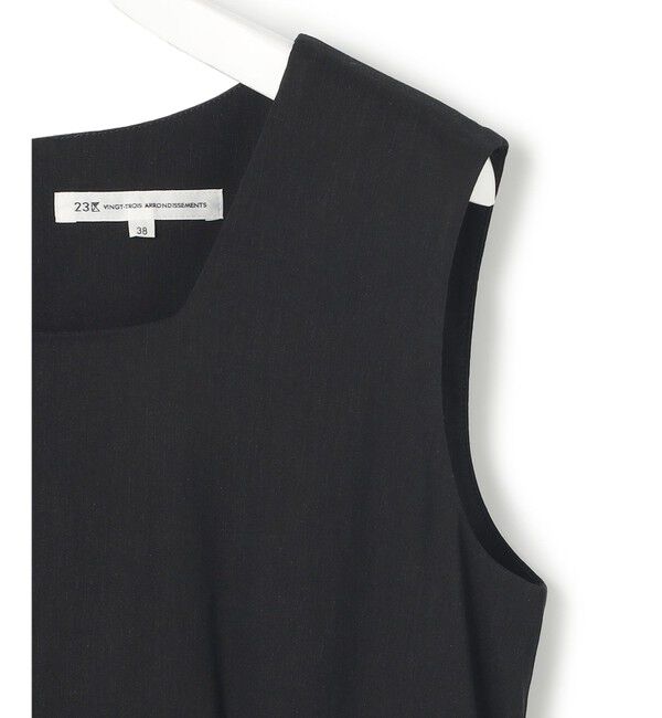 23区「【洗える】リネンレーヨンストレッチ スクエアネック オールインワン」|オールインワン|