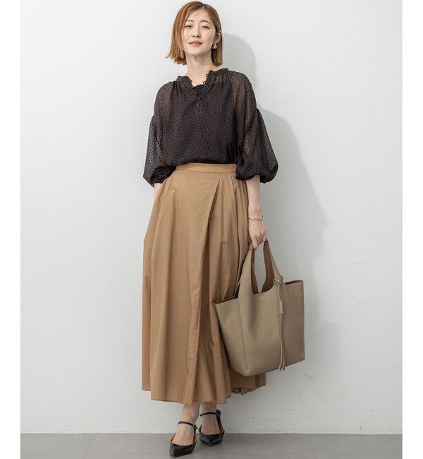 23区「【洗える】ナイロンコットンポプリン タック スカート」|スカート|