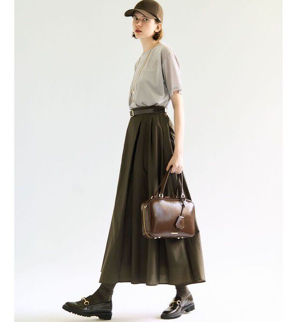 23区「【洗える】ナイロンコットンポプリン タック スカート」|スカート|