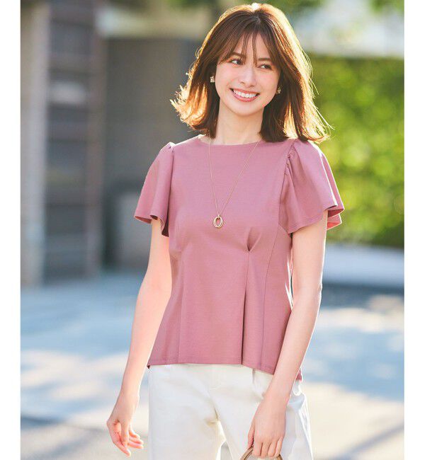 ANY SIS「【接触冷感】美人 フリルスリーブ カットソー」|Tシャツ・カットソー|ピンク