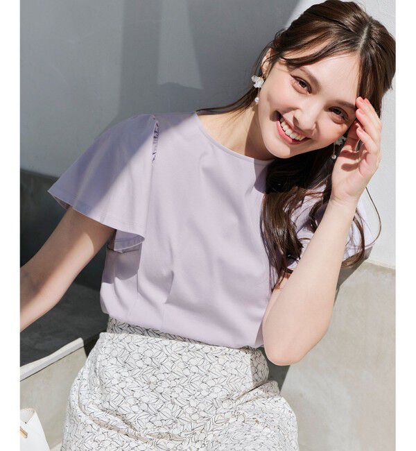 ANY SIS「【接触冷感】美人 フリルスリーブ カットソー」|Tシャツ・カットソー|ラベンダー