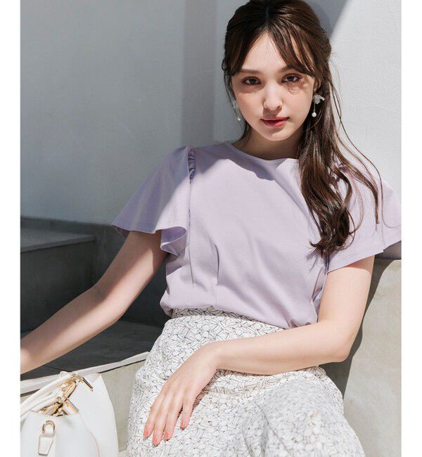 ANY SIS「【接触冷感】美人 フリルスリーブ カットソー」|Tシャツ・カットソー|