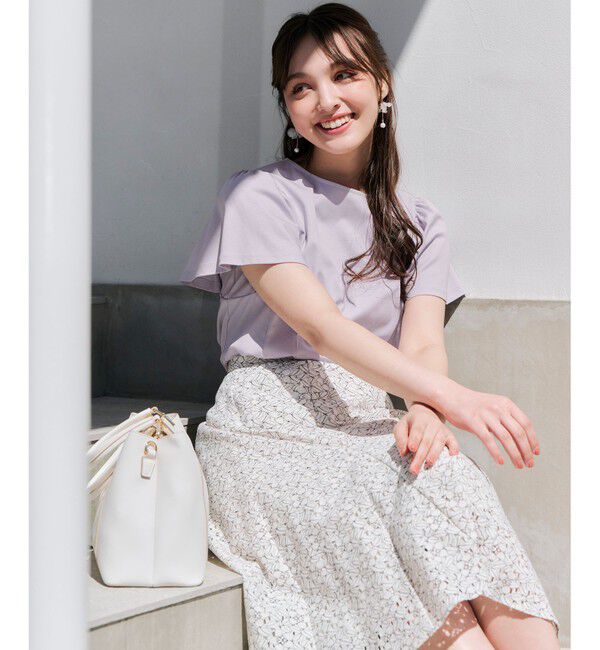 ANY SIS「【接触冷感】美人 フリルスリーブ カットソー」|Tシャツ・カットソー|