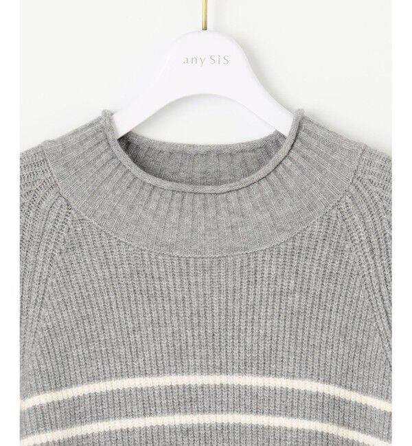 any SiS「【洗える】ハイネックボーダー ニット」|ニット・セーター|