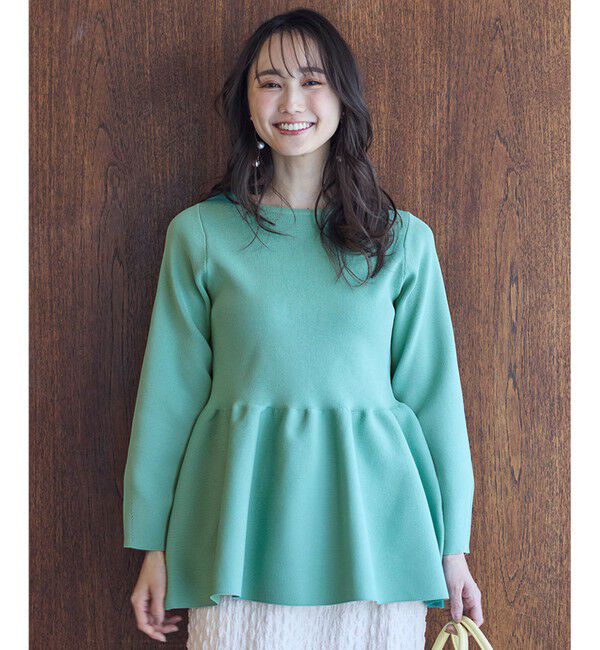 ANY SIS「【洗える】スポンディッシュペプラム ニット」|ニット・セーター|グリーン