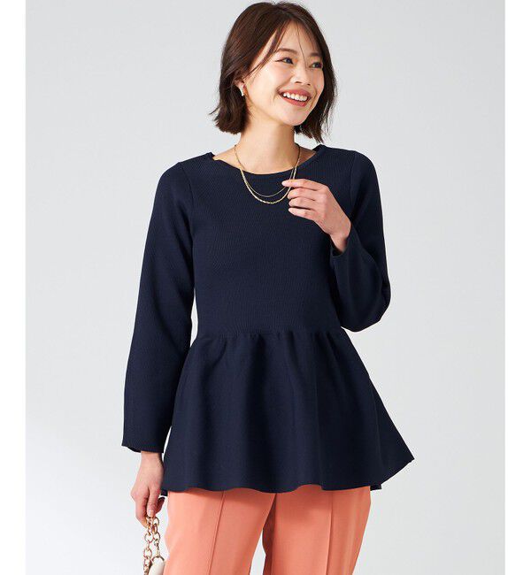 ANY SIS「【洗える】スポンディッシュペプラム ニット」|ニット・セーター|ネイビー