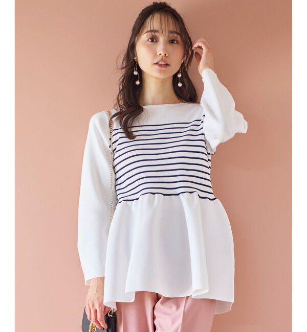 ANY SIS「【洗える】スポンディッシュペプラム ニット」|ニット・セーター|オフ&times;ネイビー