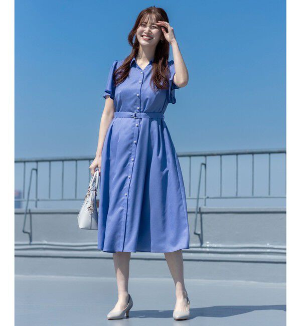 ANY SIS「【接触冷感・UVカット・速乾】スムージーポリエステル シャツワンピース」|ワンピース|ブルー