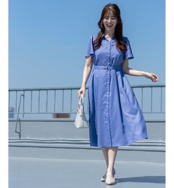 ANY SIS「【接触冷感・UVカット・速乾】スムージーポリエステル シャツワンピース」|ワンピース|