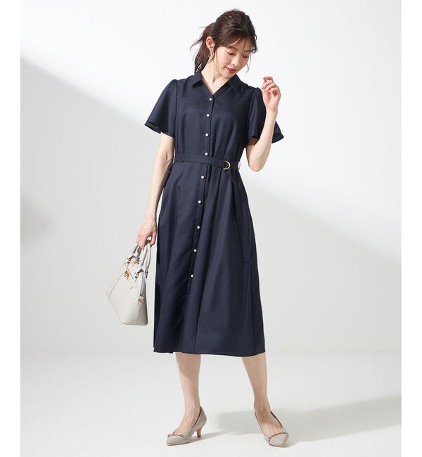 ANY SIS「【接触冷感・UVカット・速乾】スムージーポリエステル シャツワンピース」|ワンピース|