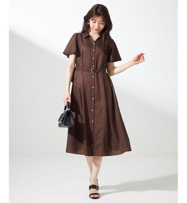 ANY SIS「【接触冷感・UVカット・速乾】スムージーポリエステル シャツワンピース」|ワンピース|