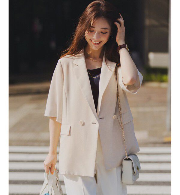 ANY SIS「【接触冷感・速乾・UVカット・洗える】スイートクール ジャケット」|テーラードジャケット|