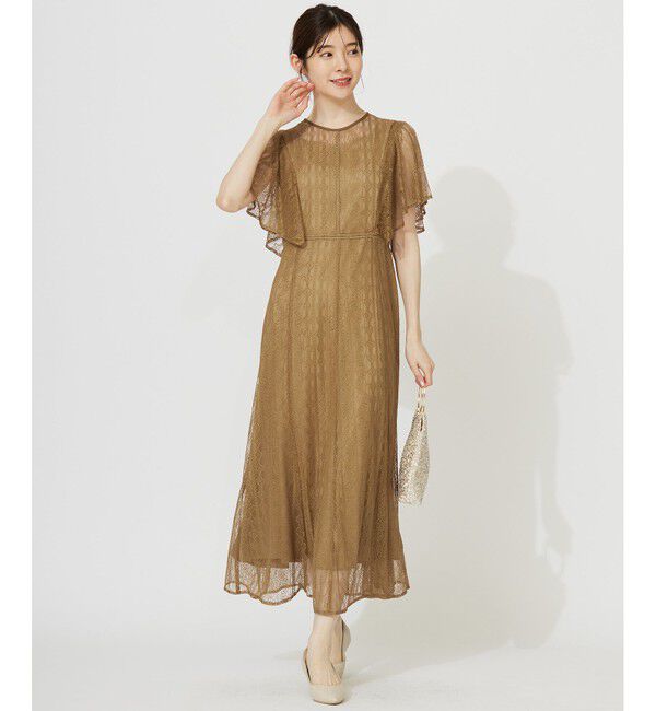 ANY SIS「【洗える】ストライプレーシー ドレス」|ドレス|マスタード