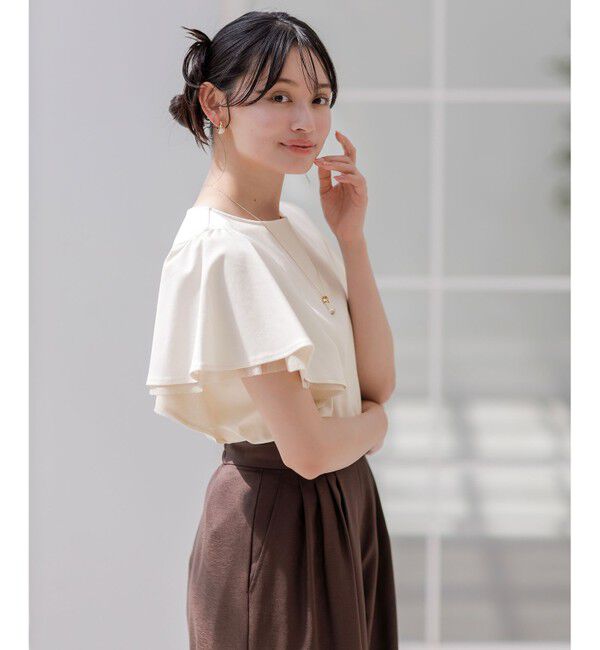 ANY SIS「【接触冷感・UVケア】着映えフリルスリーブ カットソー」|Tシャツ・カットソー|