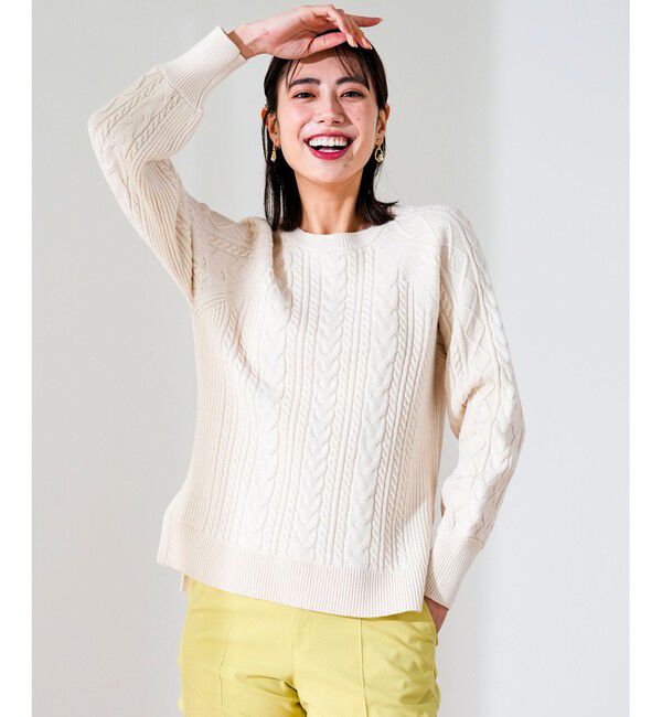 ANY SIS「ケーブル ニット プルオーバー」|ニット・セーター|アイボリー
