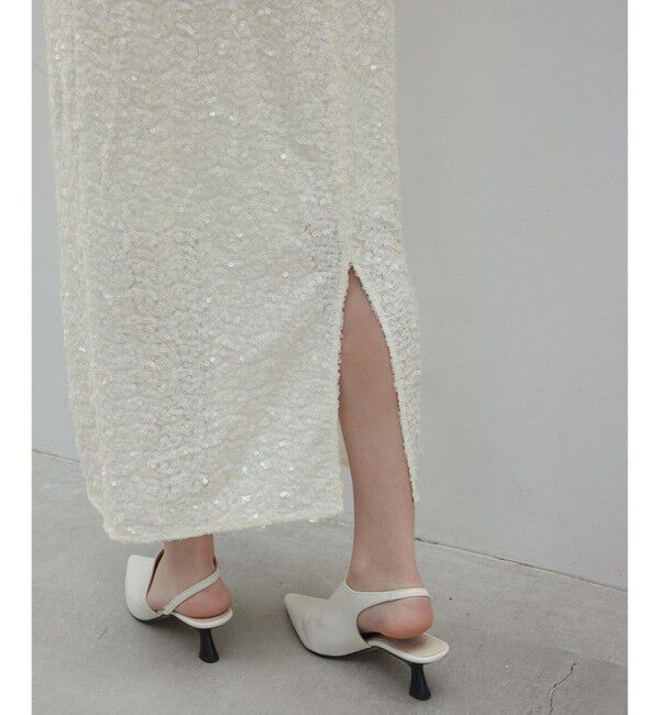 BEIGE,「【洗える】ALYSSUME / スパンコールストレッチニットスカート」|スカート|