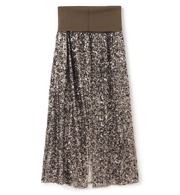 BEIGE,「【洗える】ALYSSUME / スパンコールストレッチニットスカート」|スカート|