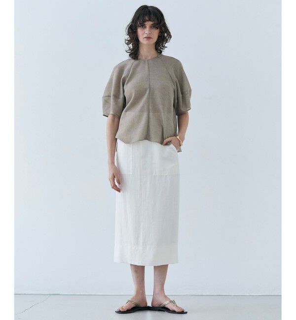 BEIGE,「【洗える・吸水速乾・防シワ】LIATRIS / バックリボンハーフスリーブブラウス」|シャツ・ブラウス|