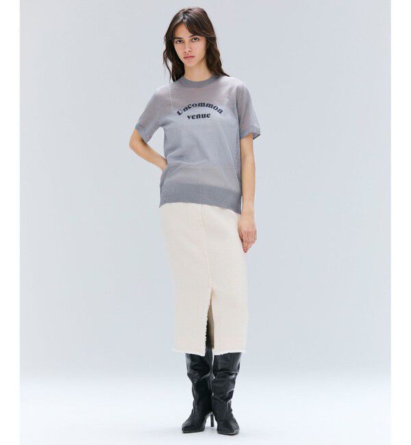 BEIGE,「MULLIN / ウールツイードフロントベントスカート」|スカート|