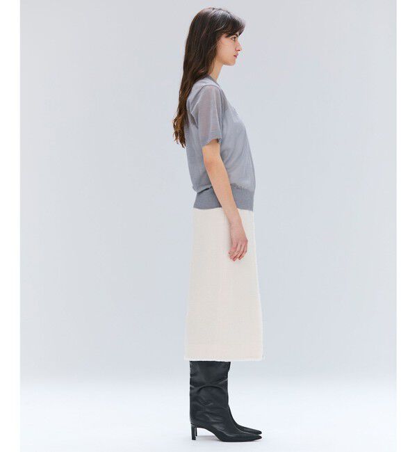 BEIGE,「MULLIN / ウールツイードフロントベントスカート」|スカート|