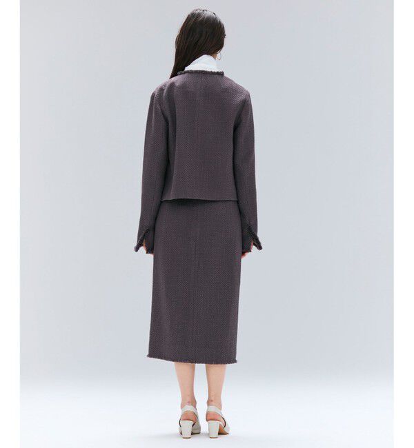 BEIGE,「MULLIN / ウールツイードフロントベントスカート」|スカート|