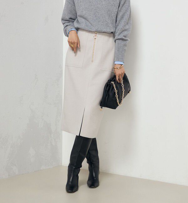 NOLLEY'S sophi「ウォッシャブルダブルジャージハーフジップタイトスカート」|タイト|