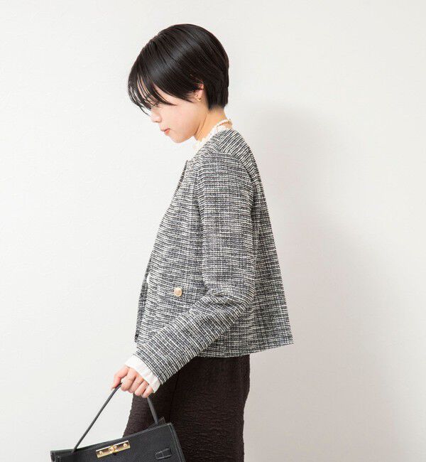 NOLLEY'S「ウォッシャブルツィーディージャージジャケット」|ノーカラージャケット|