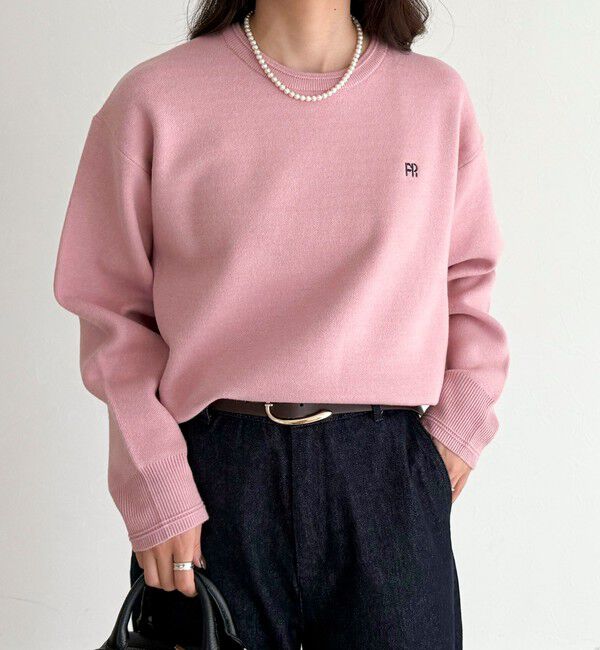 fredy emue「FR刺繍スウェットニットプルオーバー」|ニット・セーター|ピンク