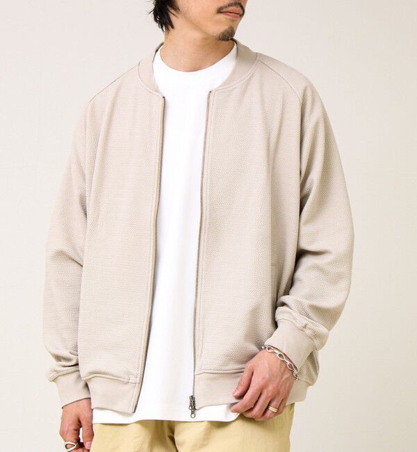 GLOSTER「【きれいめに使える】フクレジャガード MA1カーデ」|カーディガン|グレーベージュ