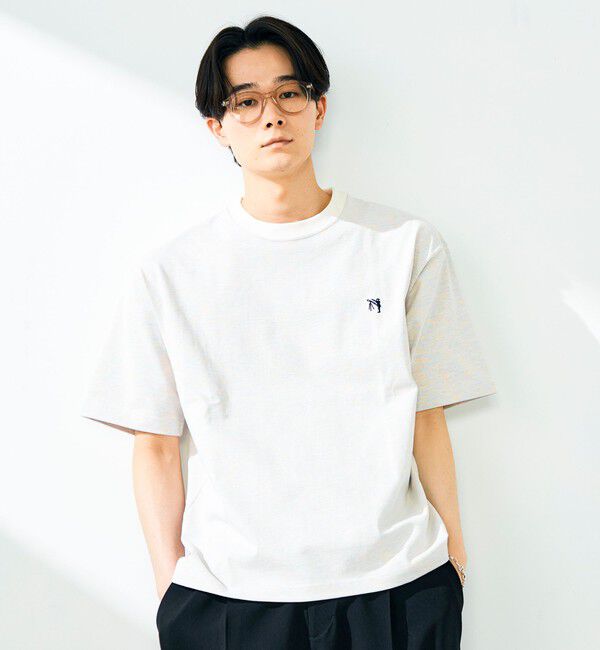GLOSTER「【BOY刺繍】裏グラデーション ワンポイント半袖Tシャツ」|Tシャツ・カットソー|ホワイト