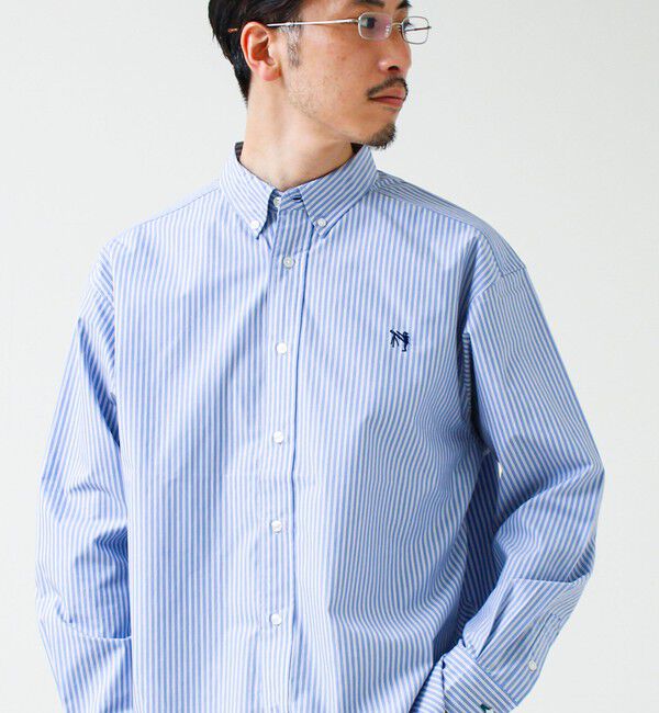 GLOSTER「【BOY ASTLAD刺繍】ボタンダウンシャツ ストライプ/チェック」|シャツ・ブラウス|ブルー系その他