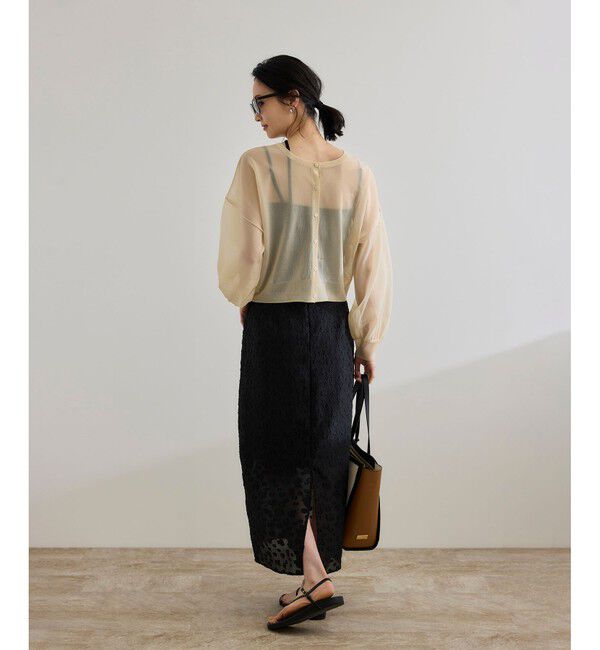 ROPE「【洗える】【WEB・一部店舗限定】フラワージャガードスカート/セットアップ対応」|スカート|