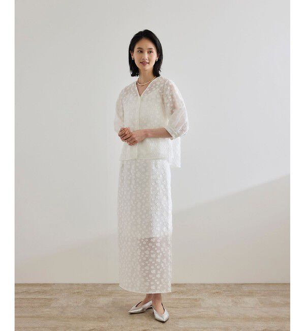 ROPE「【洗える】【WEB・一部店舗限定】フラワージャガードスカート/セットアップ対応」|スカート|