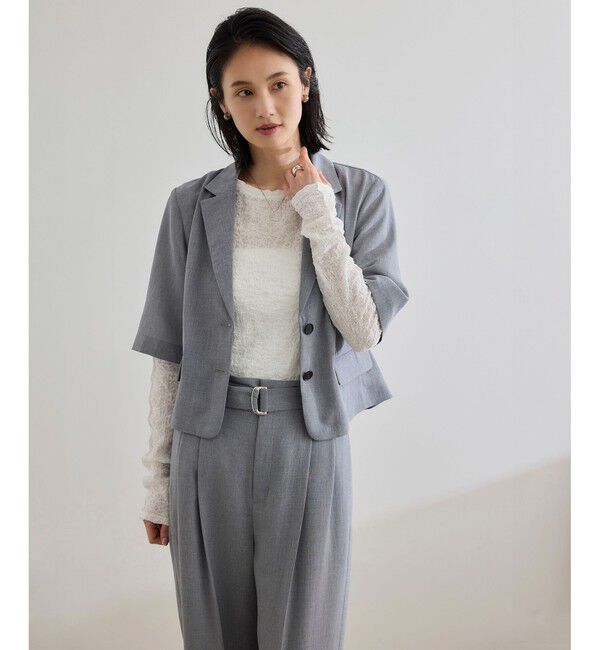 ROPE「【洗える】リネンライクコンパクトジャケット/セットアップ対応【WEB・一部店舗限定】」|テーラードジャケット|