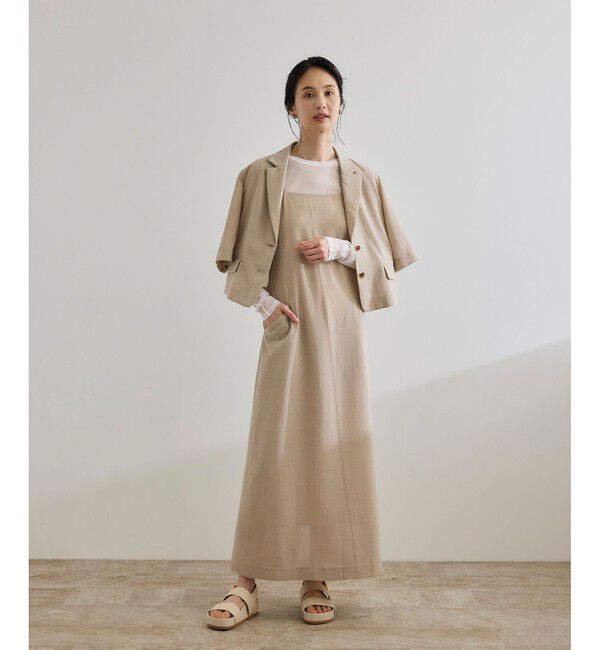 ROPE「【洗える】リネンライクコンパクトジャケット/セットアップ対応【WEB・一部店舗限定】」|テーラードジャケット|