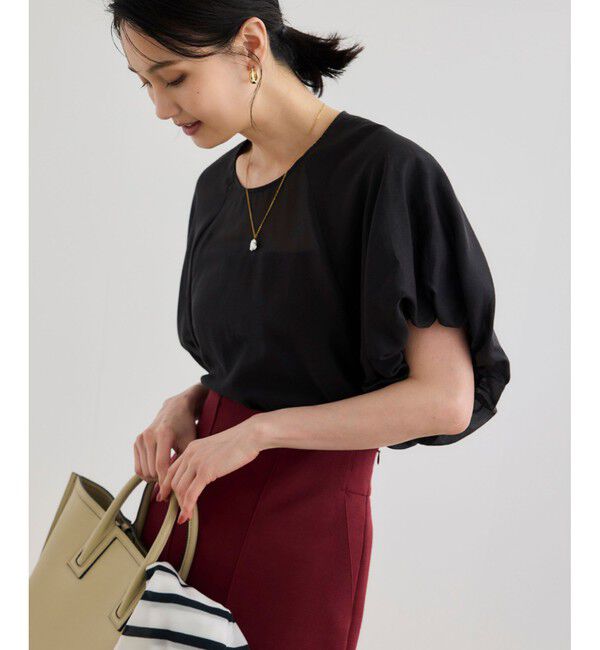 ROPE「【洗える】コットンシルクブラウス/セットアップ対応」|シャツ・ブラウス|ブラック(01)