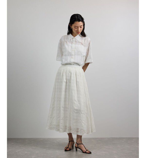 ROPE「【洗える】シアーチェックスカート/セットアップ対応」|スカート|