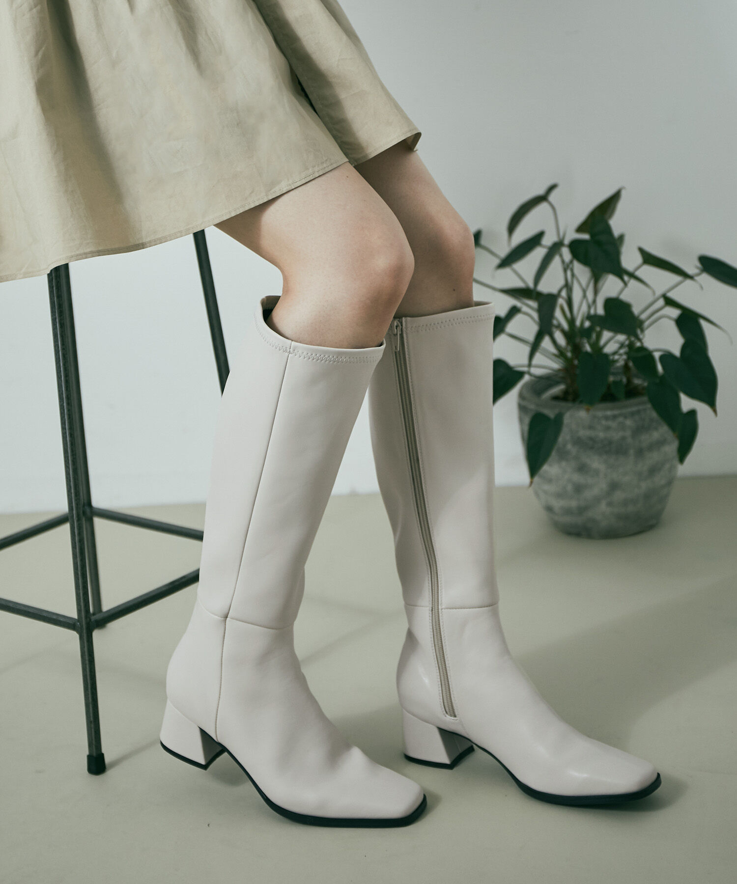 Juze「スクエアトゥストレッチロングブーツ」|その他|