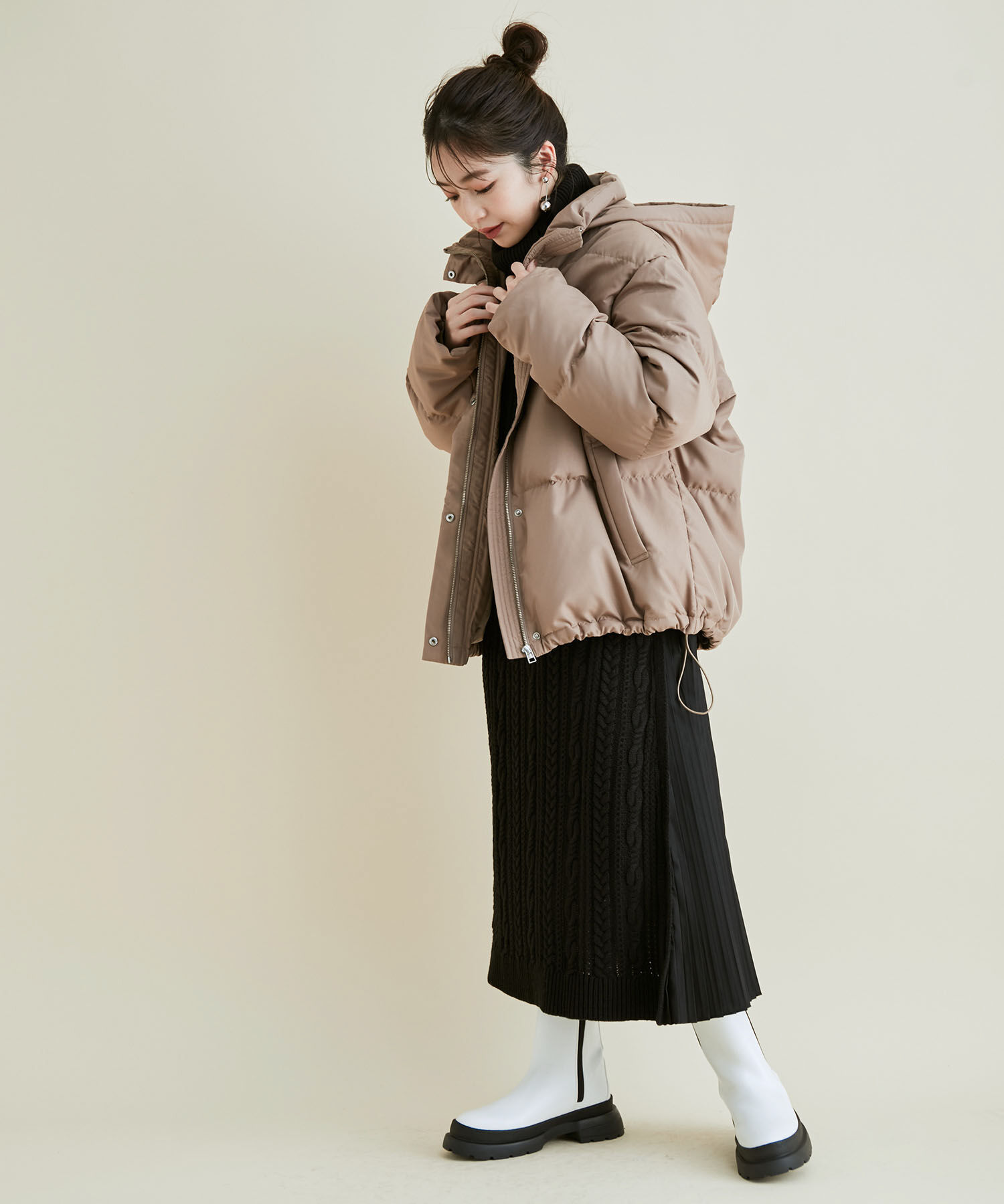 VIS「【Green Down】オーバーサイズフードダウンジャケット」|ダウン|